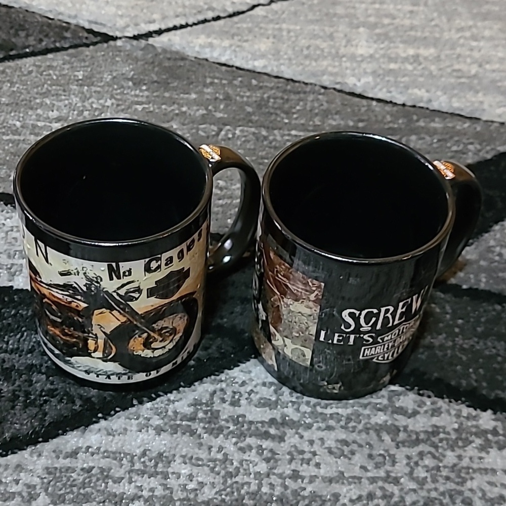 HARLEY DAVIDSON SCREW IT LETS RIDE NO CAGES WHAT BOUNDARIES COFFEE CUPS …